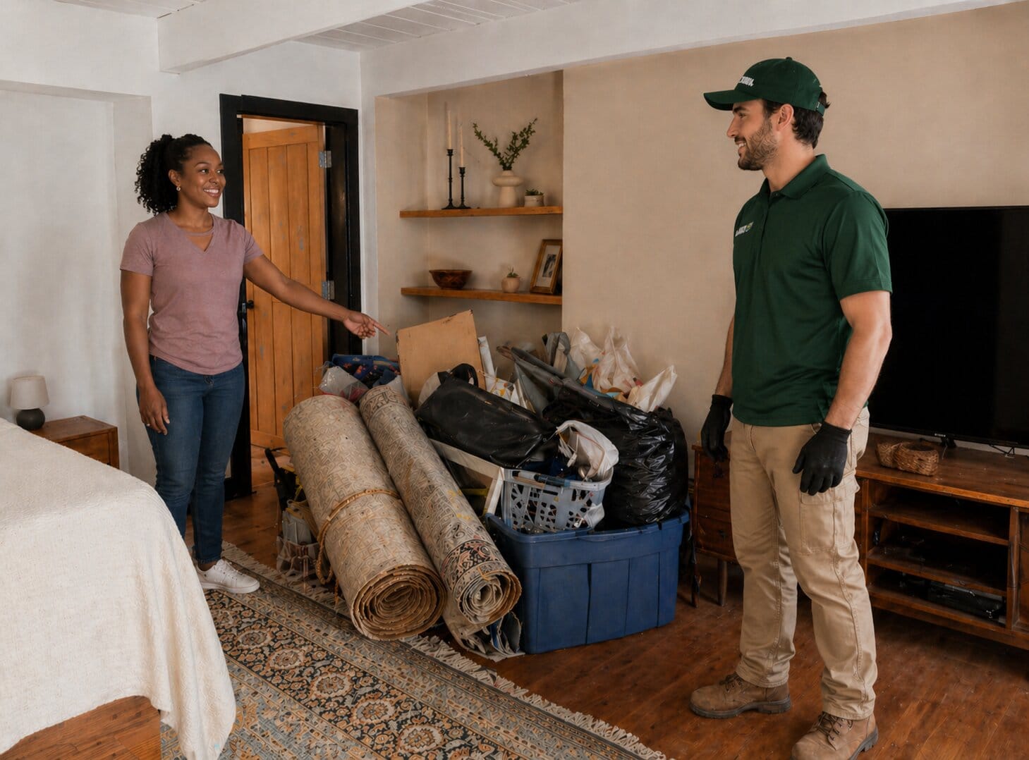 A Man About to Remove Some Junk From an Apartment