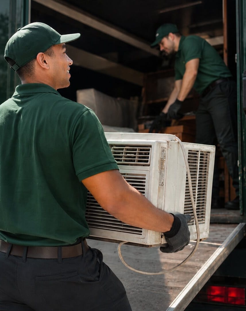 Loading an AC Unit Into a Truck For Disposal Tall