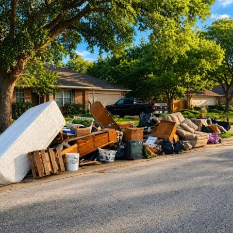 Lot's of Junk Lining a Street for Pickup